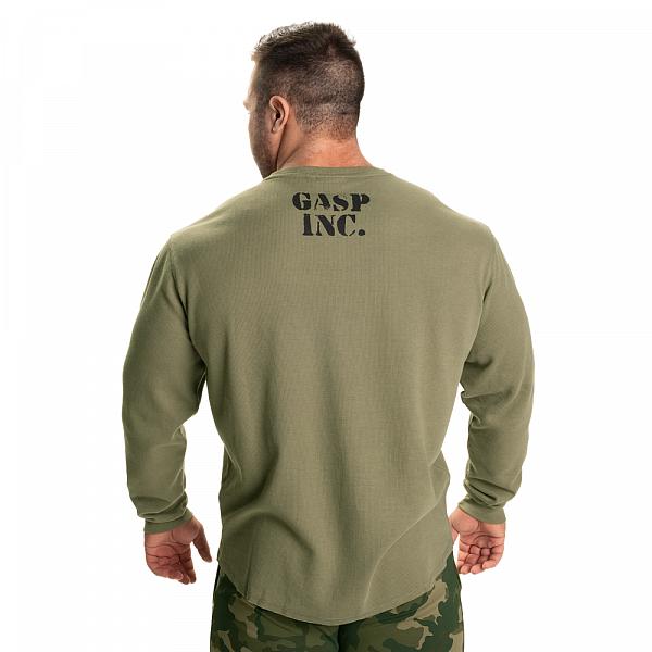 GASP Thermal Gym Sweater - Washed Green Detail 2